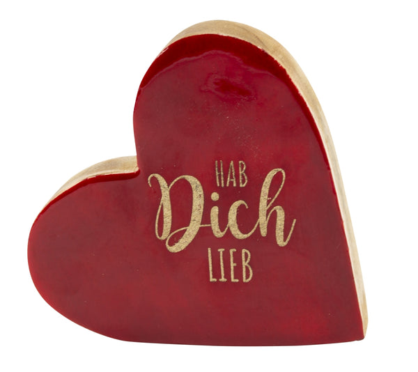 Hartdecoratie van hout I love you – Romantische decoratie in rood 17cm