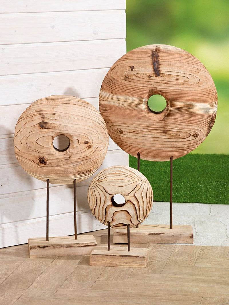 Versatile Elegance 'Taxon' Set of 2 or Set of 4 Round Wooden Sculptures in Three Sizes