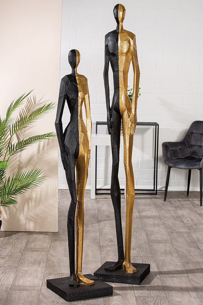 Halverwege - Abstract sculptuur in twee maten met Black Gold kleurenschema