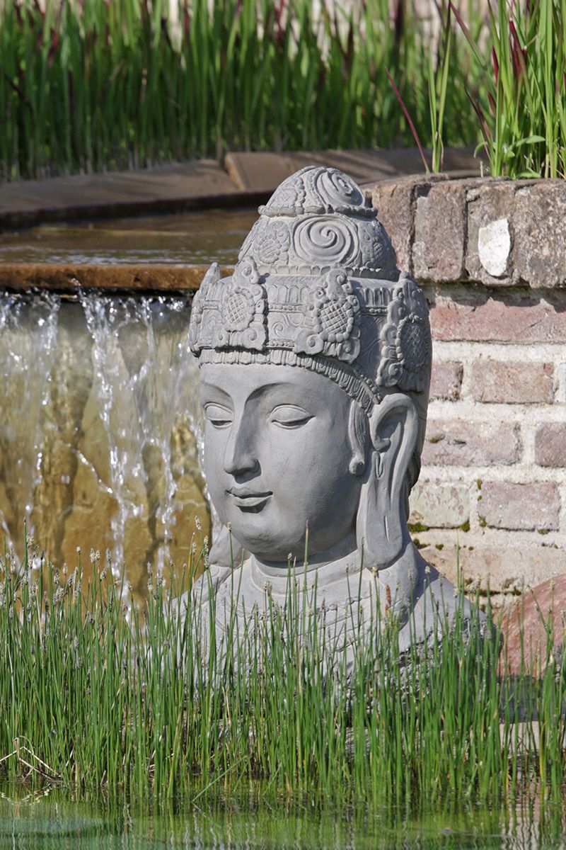 Boeddha capo grijs glasvezel hoogte 58cm voor buitengebruik