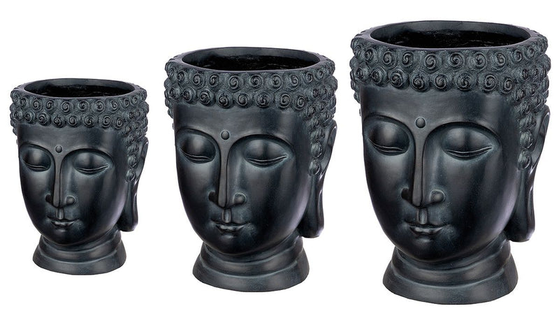 Glasvezel Magnesia set van 3 Boeddha plantenpotten - Prachtige decoratie voor uw tuin
