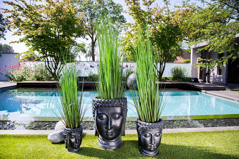 Fiberglass Magnesia Set of 3 Buddha Plant Pots - Exquisite decoration for your garden