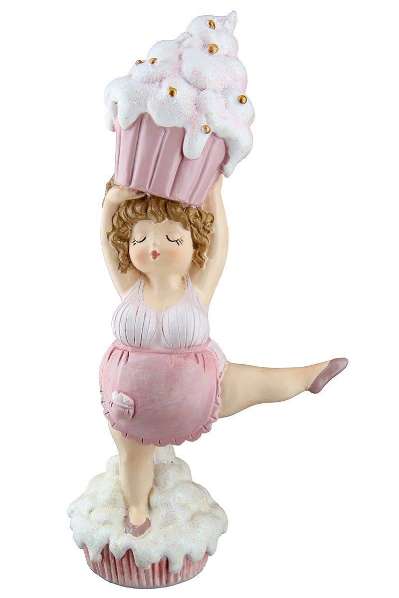 Set van 6 Cake Lady Cupcake Standing - Schattige figuren in roze en wit
