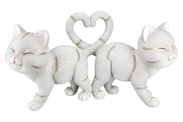 Set of 2 figures - cuddly cats heart kitten, gray