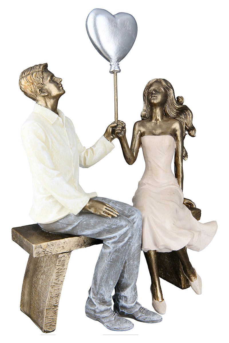 Kunstharzfigur 'Liebespaar' – Romantische Skulptur in Bronzeoptik