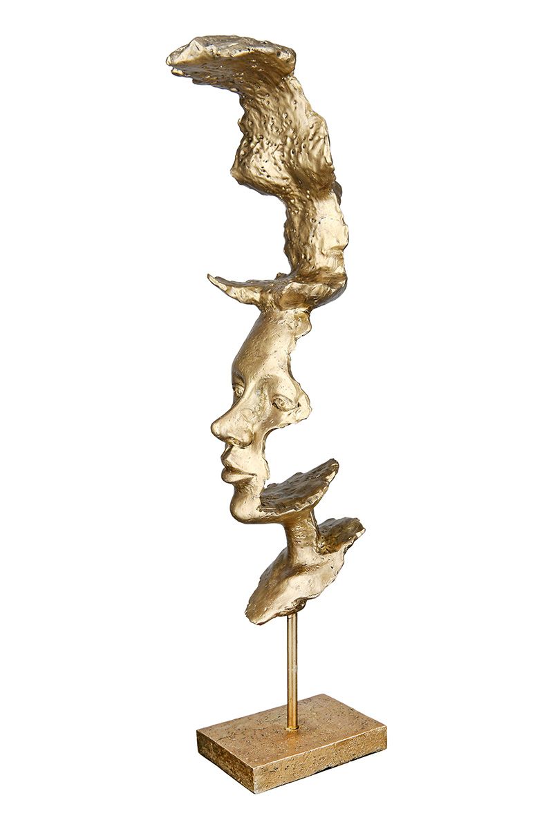 2er-Set Skulpturen Soli mit Gesichtsmotiv in Goldoptik