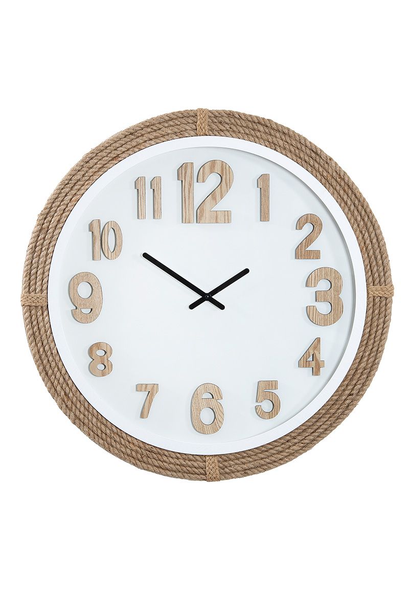 Maritime wall clock 'Rope' in a natural look - rustic design with a modern touch