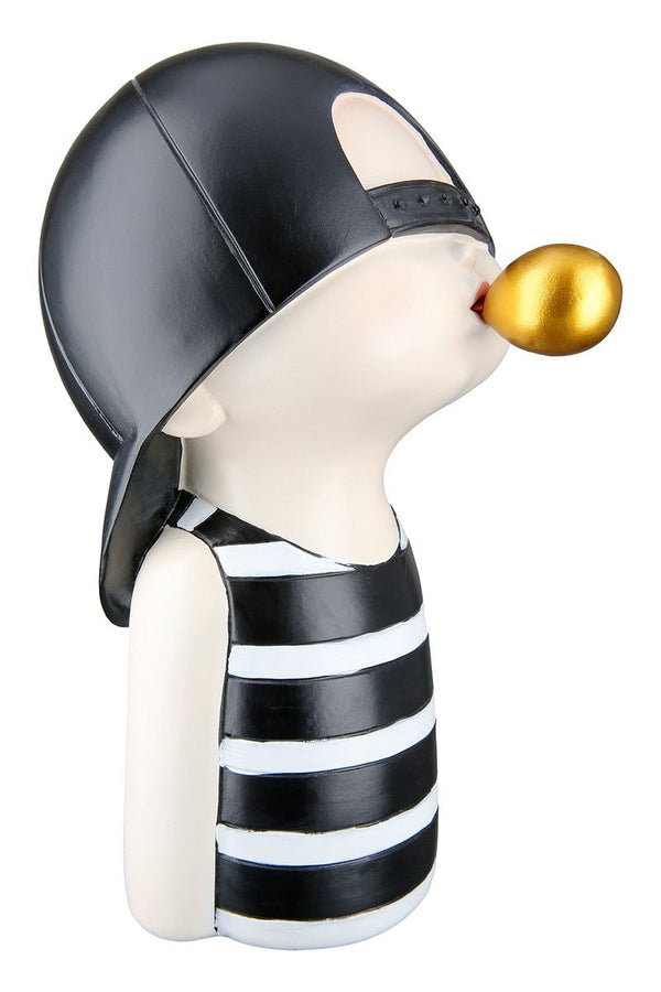 Set of 2 figures - boy with bubblegum, black/white/gold