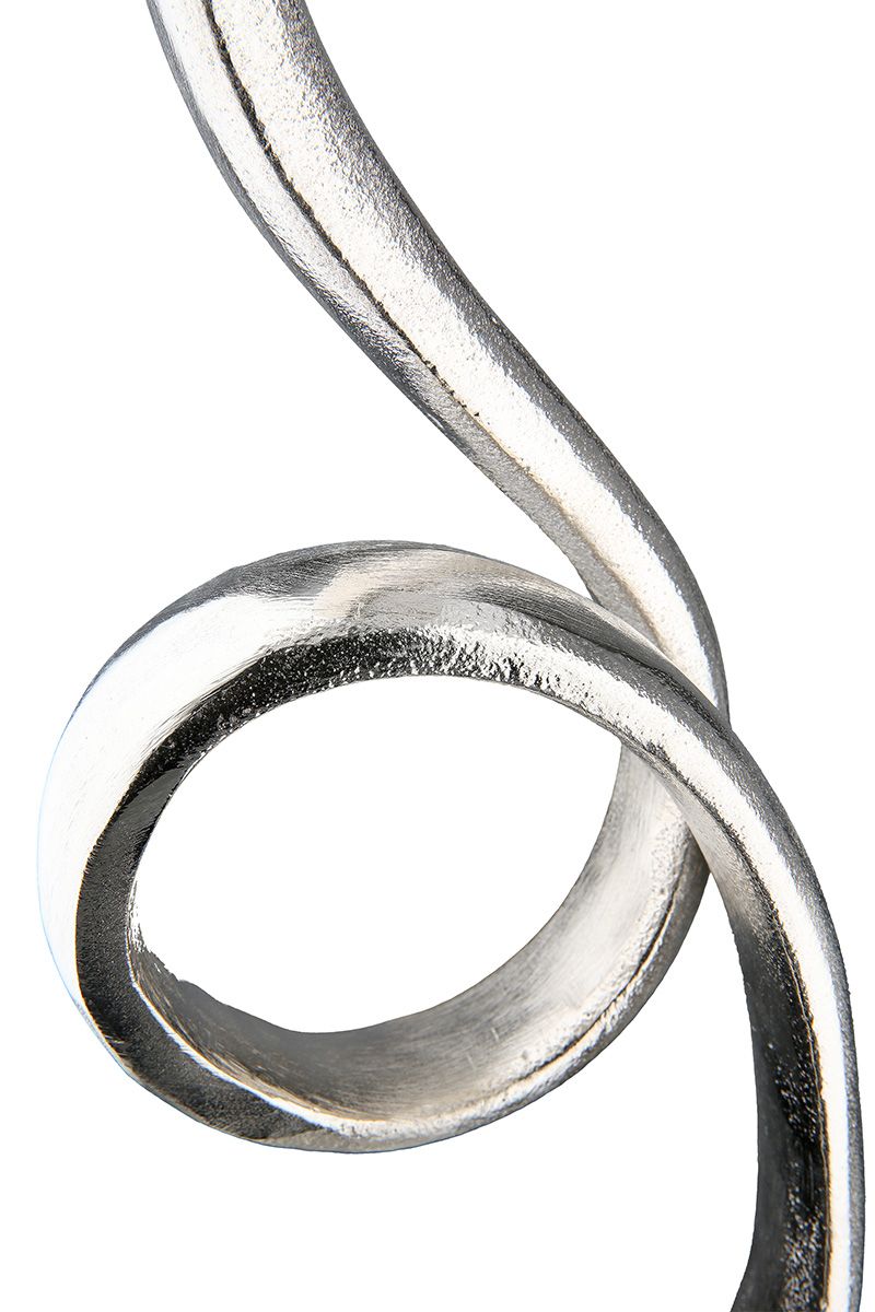 Aluminium Skulptur "Spiral" auf Marmorsockel in Silber