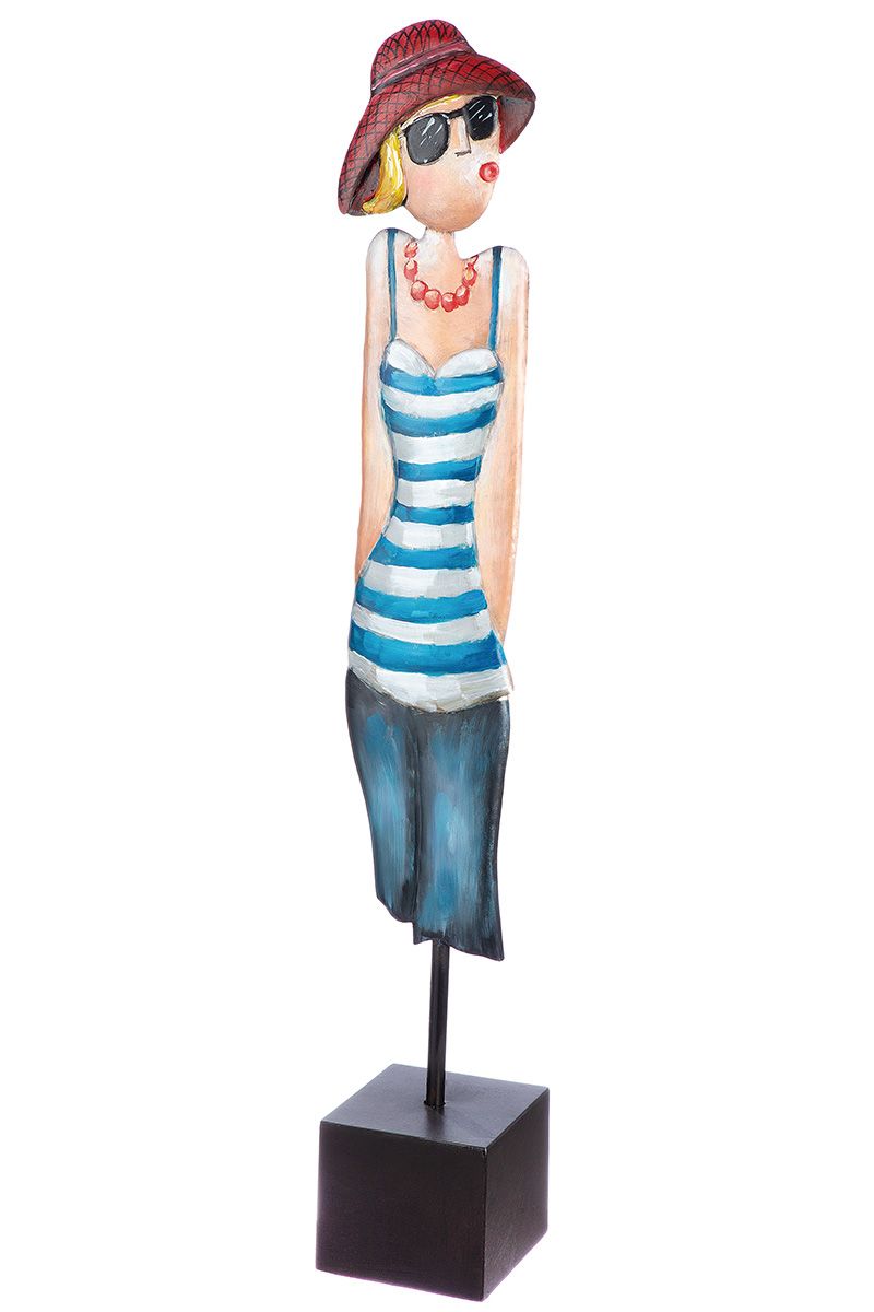 Elegant sculpture Claire - modern art in blue, red, white and black