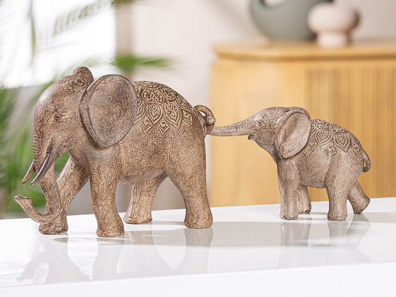 Set van 2 'Mweya' harsolifanten en babyolifanten - warme representatie van moederliefde