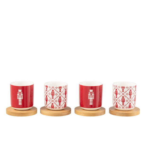 Espresso cups set of 4 nutcracker design with bamboo saucers 100 ml