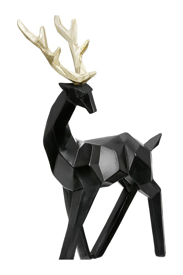 Modernes 2er Set Hirschfiguren "Haimo" aus Kunstharz in Schwarz – Ein Ausdruck von Eleganz und Modernität