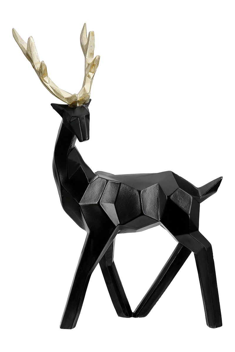 Modern set of 2 deer figures "Haimo" made of synthetic resin in black - an expression of elegance and modernity