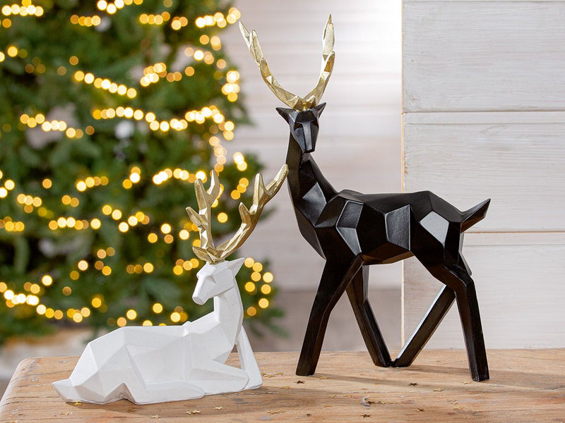 Modern set of 2 deer figures "Haimo" made of synthetic resin in black - an expression of elegance and modernity