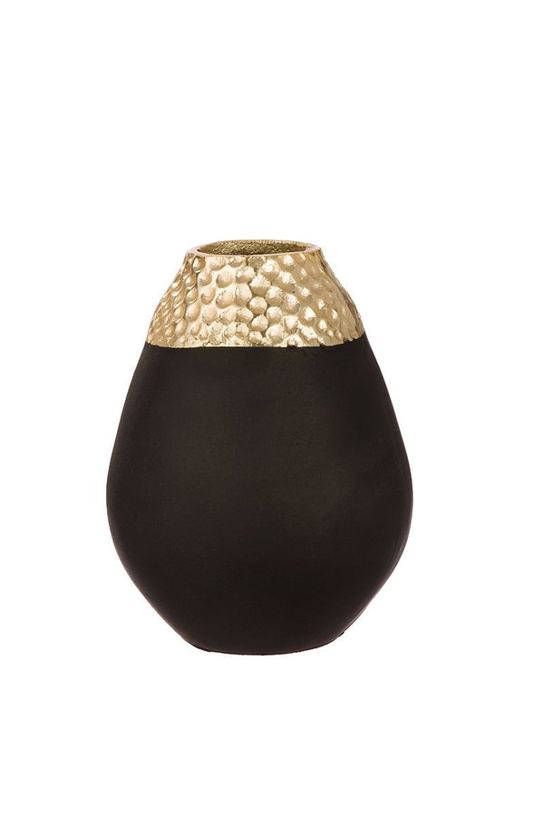 Bulbous Vase Imperium Aluminium Gold Black 21 cm