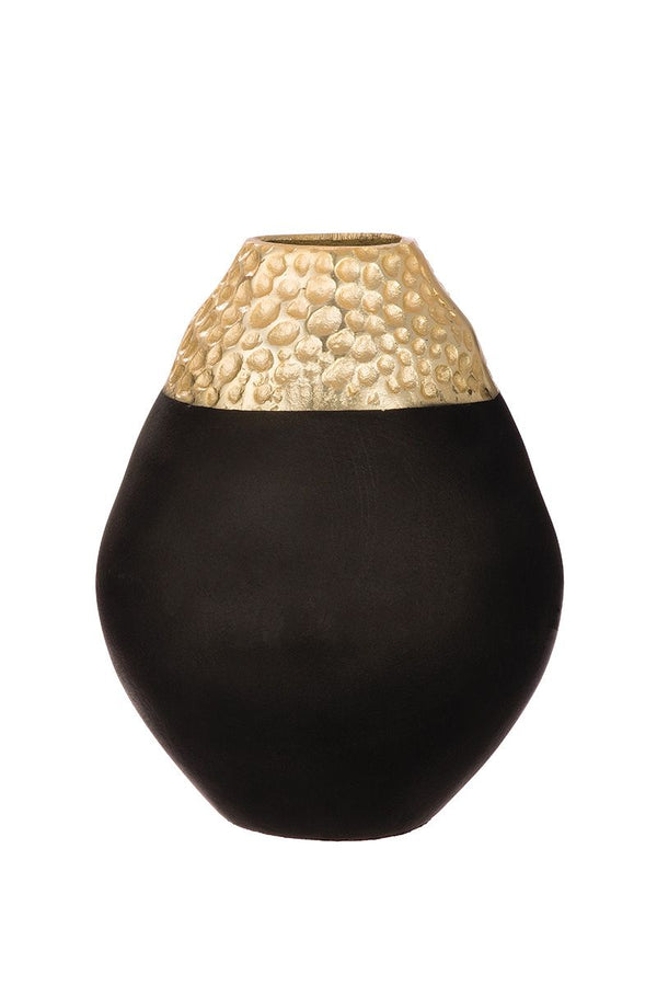 Bauchige Vase Imperium Aluminium Gold Schwarz 17 cm