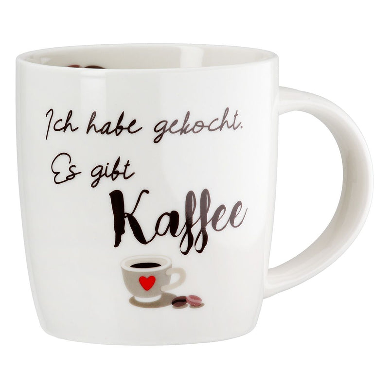 6er Set Tassen Ich habe gekocht. Es gibt Kaffee – Knochenporzellan in Weiß