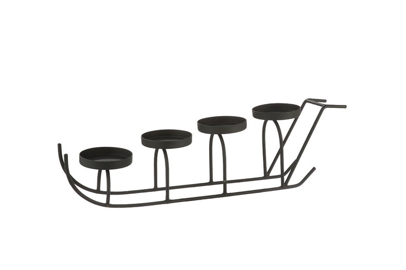 Advent candlestick sleigh aluminum black set of 2