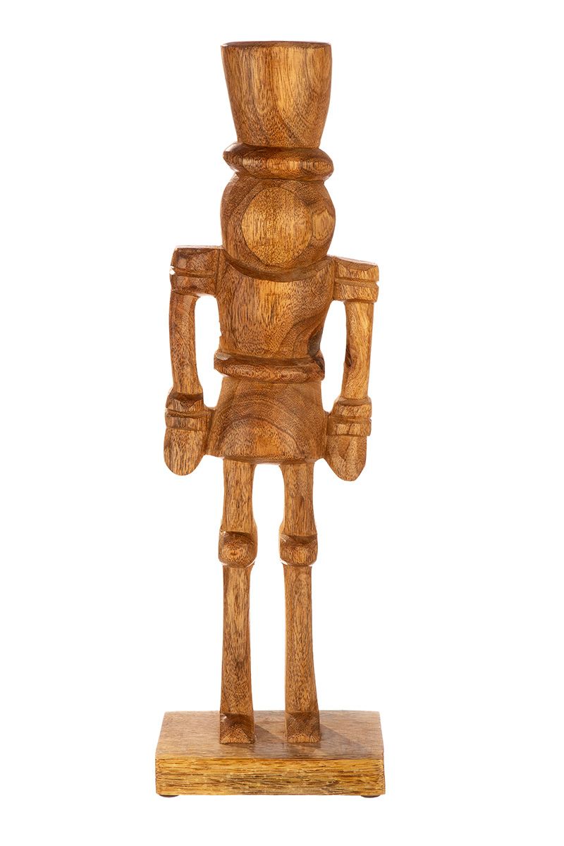 Nutcracker figure in a set of 2 made of mango wood – 41 cm natural colors