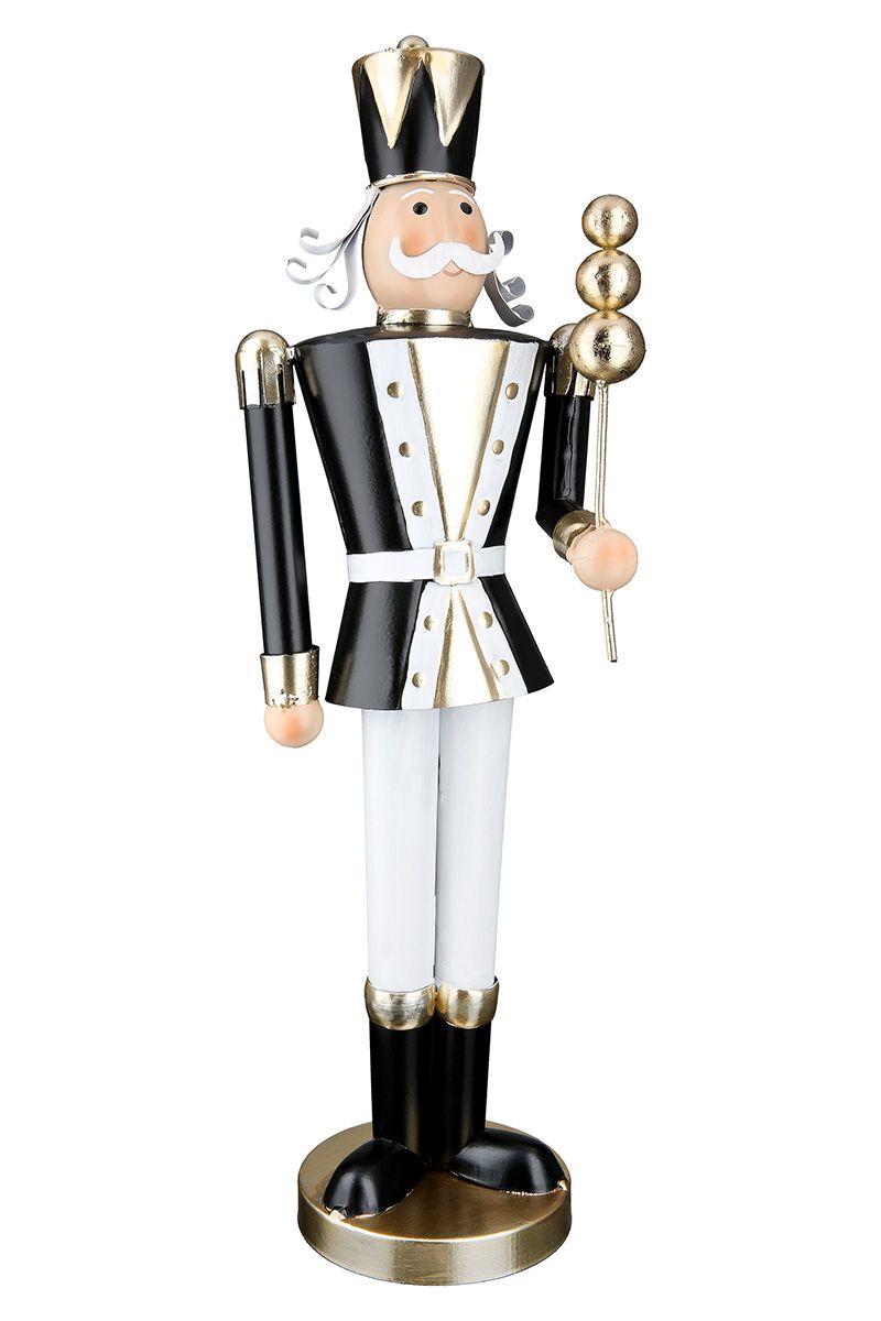 Nutcracker City Guard in Black-White-Gold – 42.5 cm Metal Figure, Set of 2