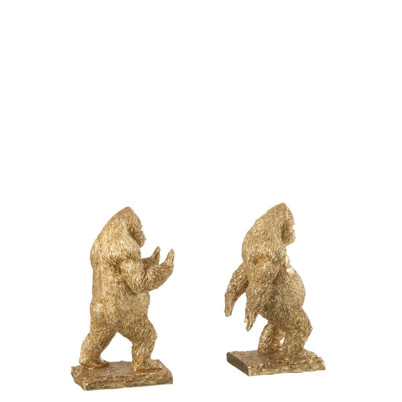 Goldene Gorilla Buchstützen aus Polyresin – 2er Set, 24,5 cm