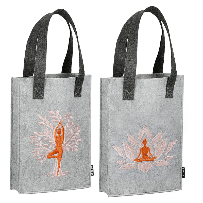 2er Set Filz Geschenktaschen Namaste mit Lotus- und Lebensbaummotiv