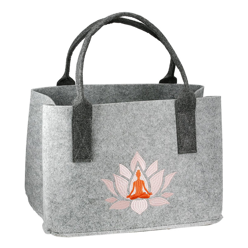 Set of 2 Namaste felt bags with tree of life and lotus motif