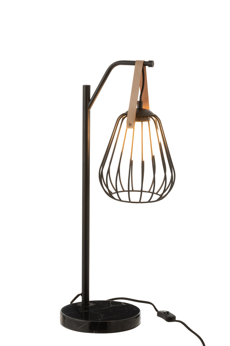 Elegant table lamp Ignes in a set of 2 steel/marble black - modern design &amp; high-quality workmanship 
