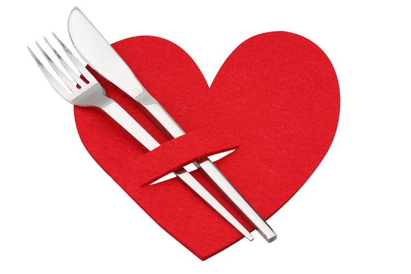 Set of 12 heart cutlery bags made of felt – red, beige or grey