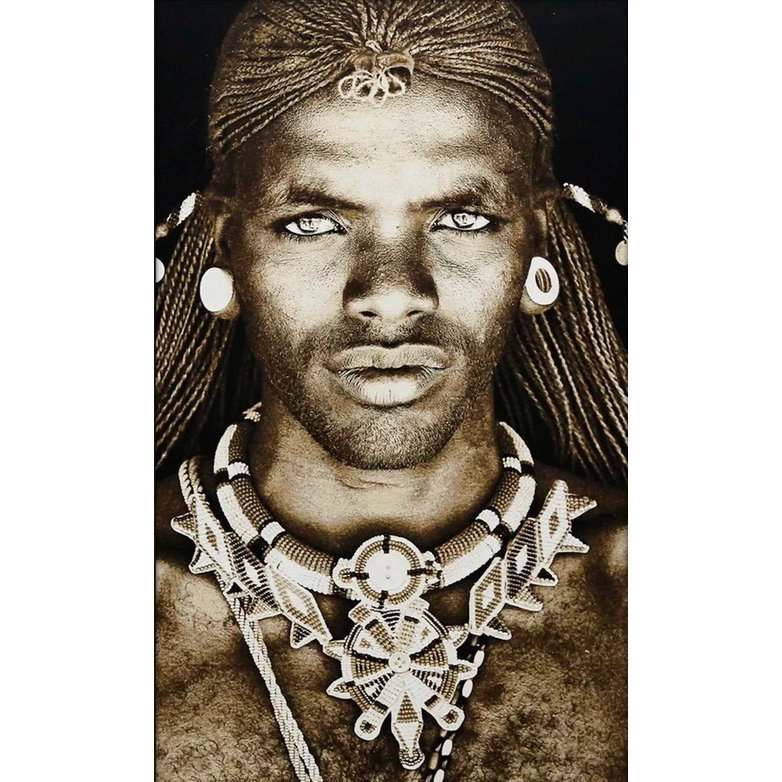 Gobelin-Wandteppich 120/180 Samburu Warrior Kenya WH1615 auf einer Keilrahmenstange gespannt