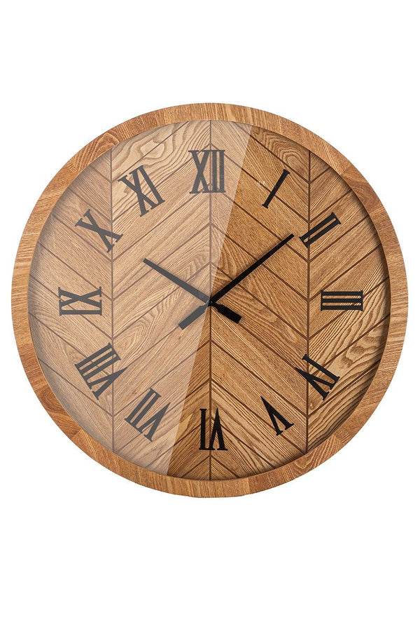 Natuurlijke houten wandklok 'Wooden' - elegant uurwerk in rustieke stijl