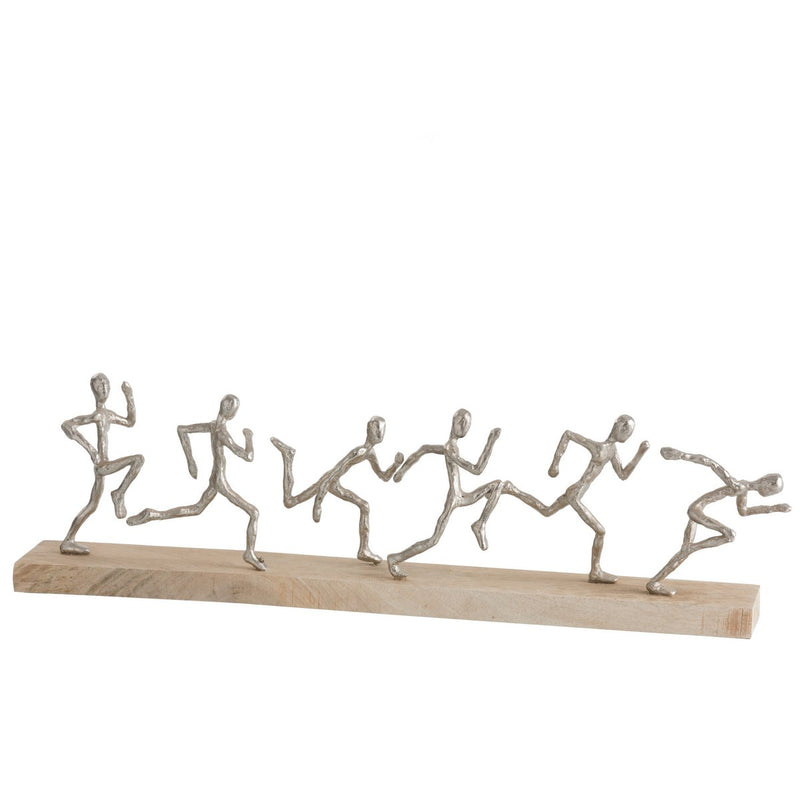 Momentum - Skulptur der 6 Läufer aus Aluminium und Holz