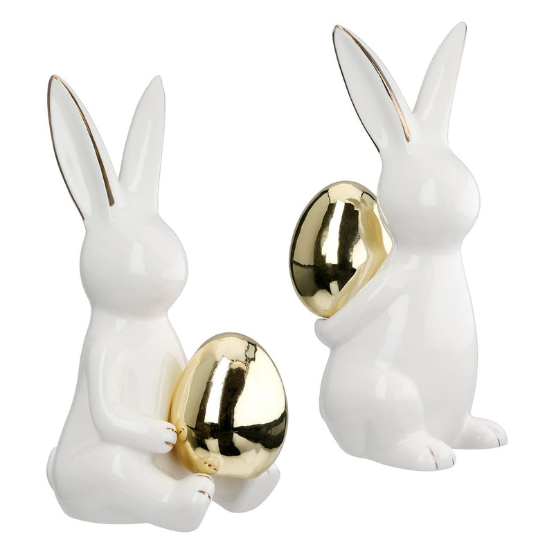 Set of 2 rabbit figures Hugo Elegant Easter decoration made of porcelain