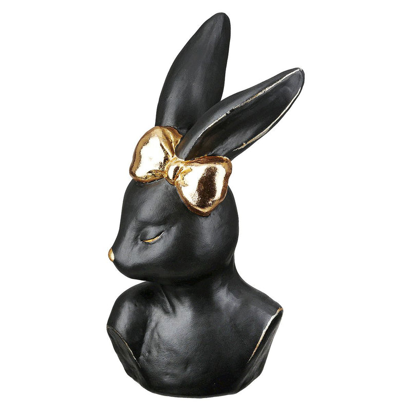 Decorative Figure Rabbit Shy Lady or Shy Men Black Ceramic Rabbit Bust