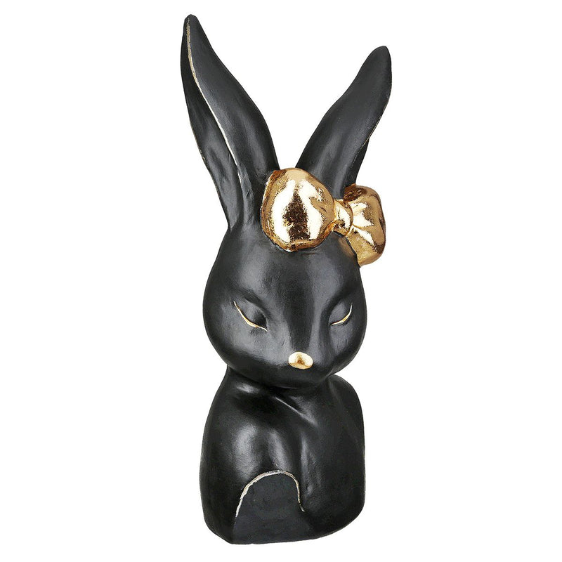 Decorative Figure Rabbit Shy Lady or Shy Men Black Ceramic Rabbit Bust