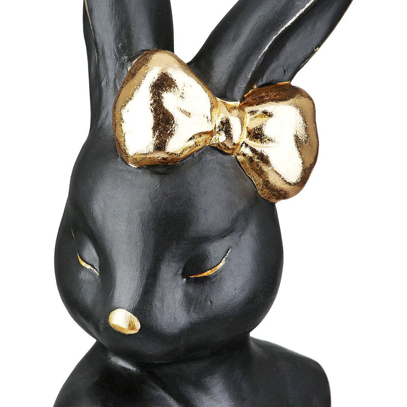 Decorative Figure Rabbit Shy Lady or Shy Men Black Ceramic Rabbit Bust