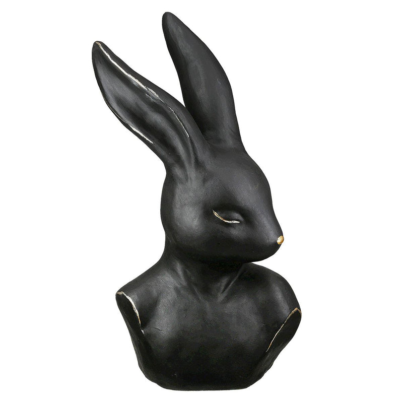 Decorative Figure Rabbit Shy Lady or Shy Men Black Ceramic Rabbit Bust