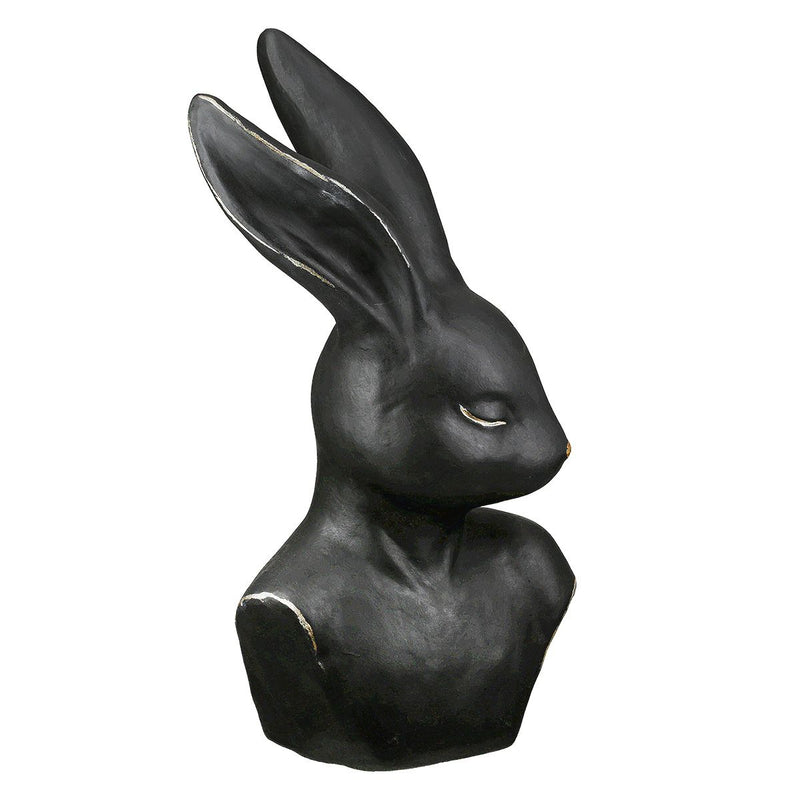 Decorative Figure Rabbit Shy Lady or Shy Men Black Ceramic Rabbit Bust