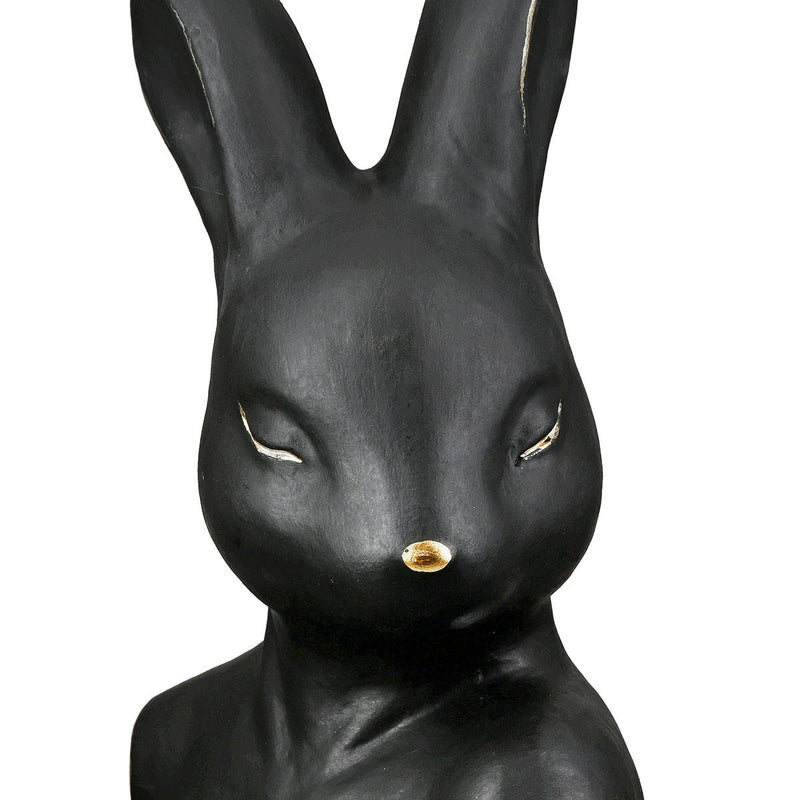 Decorative Figure Rabbit Shy Lady or Shy Men Black Ceramic Rabbit Bust