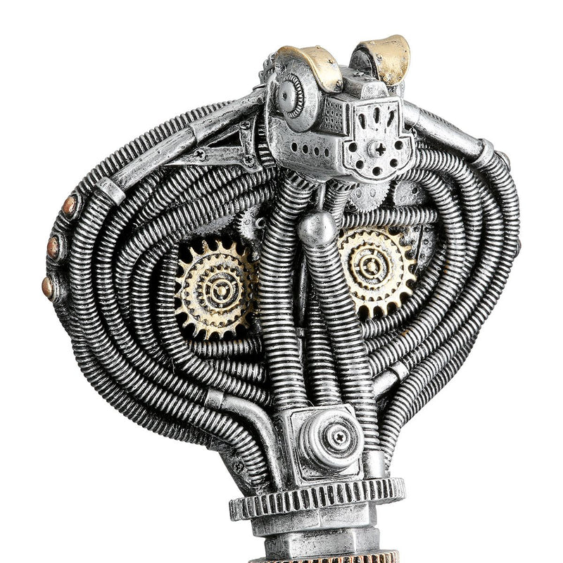 Steampunk Kobra Figur – Kunstharz-Dekoration in Silber mit Zahnrädern