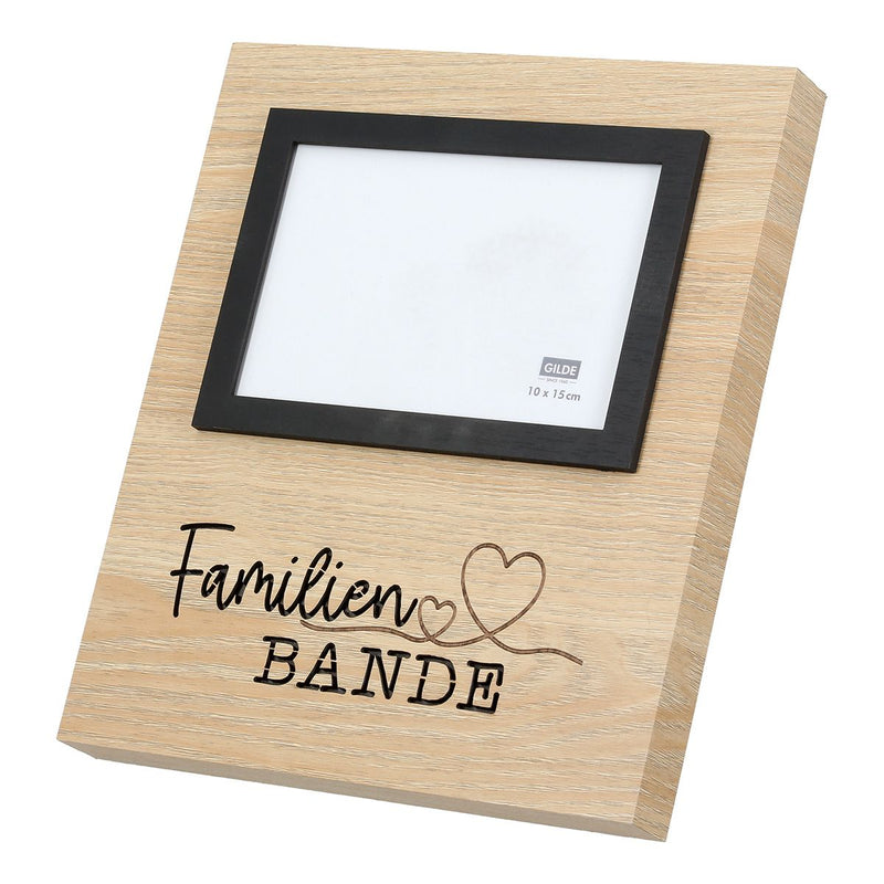 LED Fotorahmen Set Familie Spruch 10x15 cm MDF Holzoptik