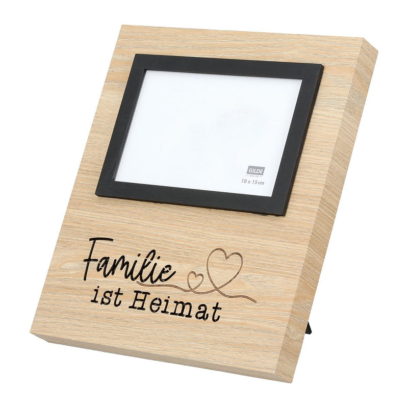 LED Fotorahmen Set Familie Spruch 10x15 cm MDF Holzoptik