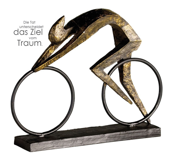 Exclusive "Racer" racing bike bronze sculpture with inspiring saying pendant