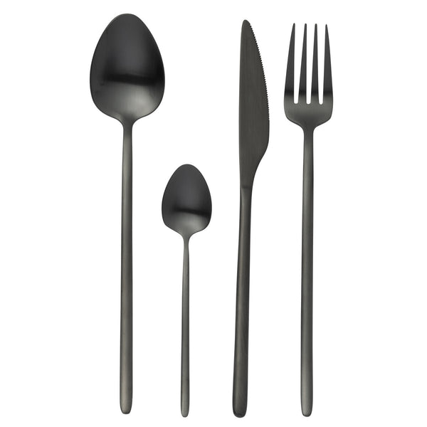 24-piece stainless steel cutlery set in matt black