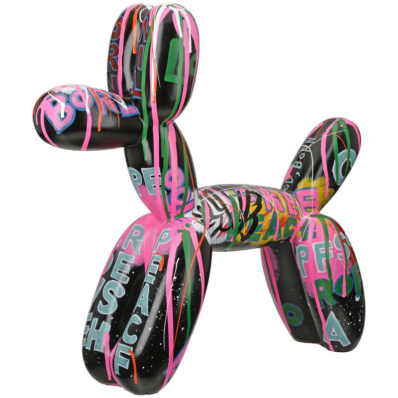 XXL Figur Pallone – Stylischer Ballonhund im Graffiti Design schwarz 120cm