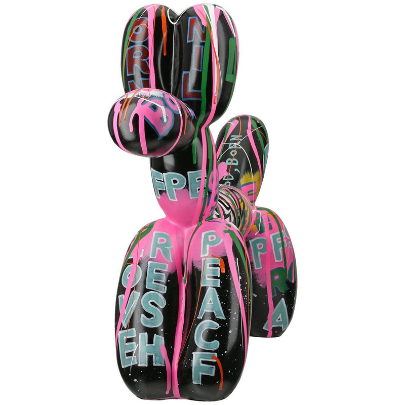 XXL Figur Pallone – Stylischer Ballonhund im Graffiti Design schwarz 120cm