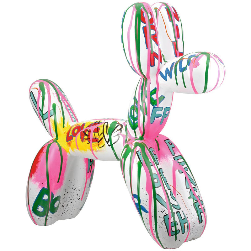 XXL Figure Pallone – Stylish Balloon Dog in Graffiti Design white 120cm