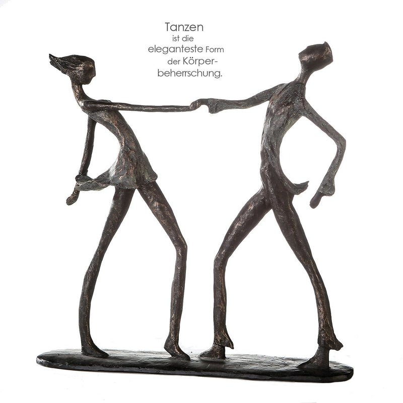Bronze-colored sculpture Jive - Dancing couple with message pendant