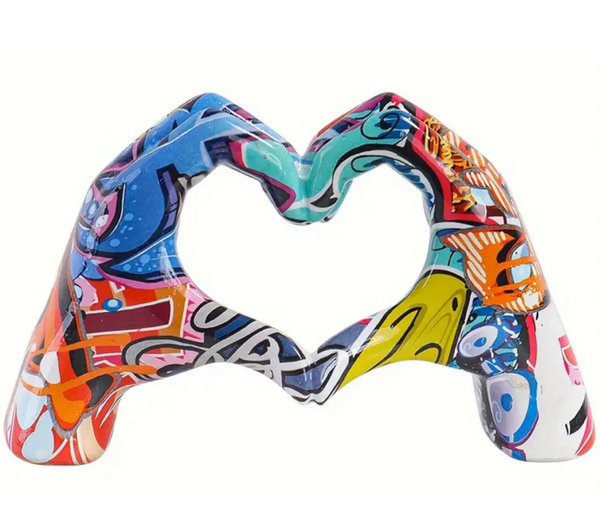 Street Art Heart Sculpture made of Polyresin – Colorful Decoration